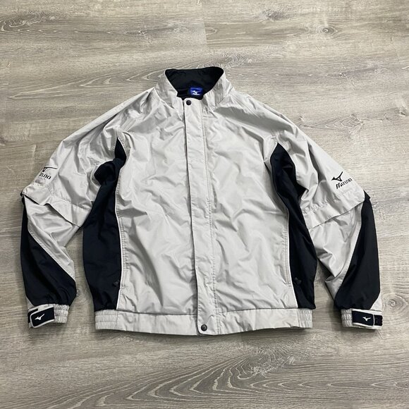 Mizuno Mens ImpermaLite Waterproof Windbreaker Jacket Grey Snap Off Sleeves XL - Picture 1 of 6